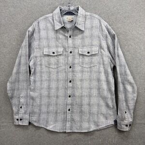 Carbon 2 Cobalt Shirt Mens Medium Blue Plaid Flannel Soft Chamois Flap Pockets